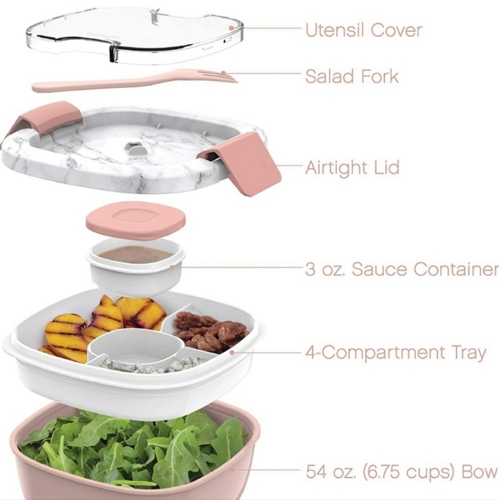 Pink Bentgo Lunch and Salad Bowl- All in one Salad Container